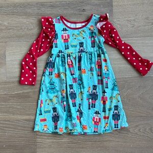 Nutcracker Themed Dress with Red Polka Dot Sleeves